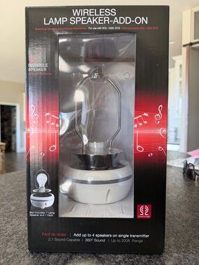 NEW! Wireless Lamp Speaker Add-On The Invisible Wireless Audio 360 Degree Sound